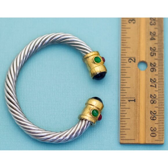 Vintage Spiral Stripes White Black Cuff Bracelet 7 inch - E10 - Picture 3 of 3